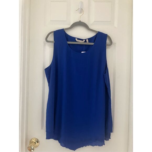 SOFT SURROUNDINGS Womens Layered Tunic Shift Dress Cobalt Blue Chiffon CL - Picture 1 of 7